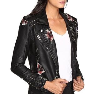 Blank NYC floral leather jacket
